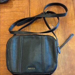 Fossil Camera Gemma Black Leather Cross Body Bag